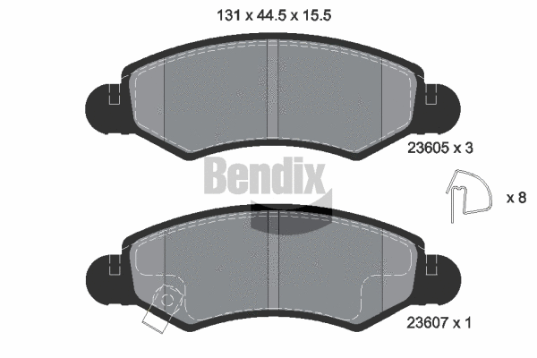 BPD1169 BENDIX Braking Комплект тормозных колодок, дисковый тормоз (фото 1)