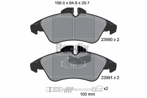 BPD1170 BENDIX Braking Комплект тормозных колодок, дисковый тормоз (фото 1)