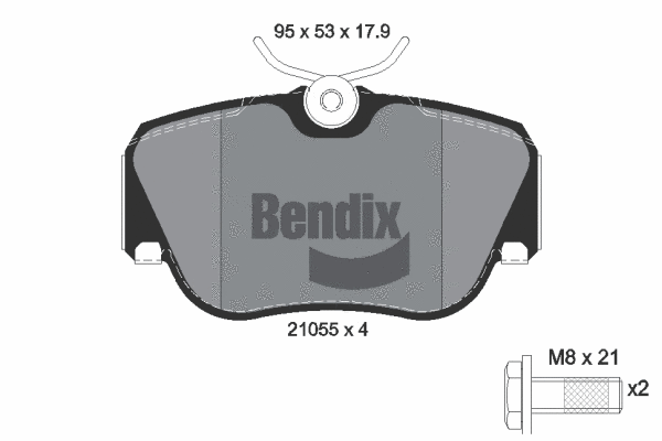 BPD1172 BENDIX Braking Комплект тормозных колодок, дисковый тормоз (фото 1)