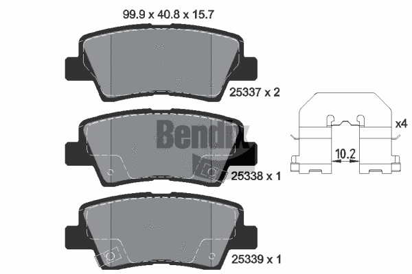 BPD1176 BENDIX Braking Комплект тормозных колодок, дисковый тормоз (фото 1)