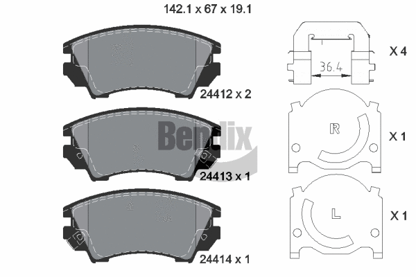 BPD1180 BENDIX Braking Комплект тормозных колодок, дисковый тормоз (фото 1)