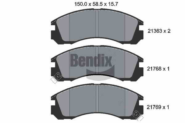 BPD1195 BENDIX Braking Комплект тормозных колодок, дисковый тормоз (фото 1)