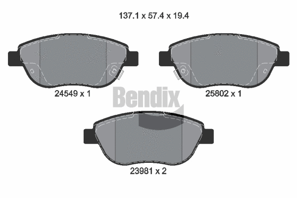 BPD1197 BENDIX Braking Комплект тормозных колодок, дисковый тормоз (фото 1)
