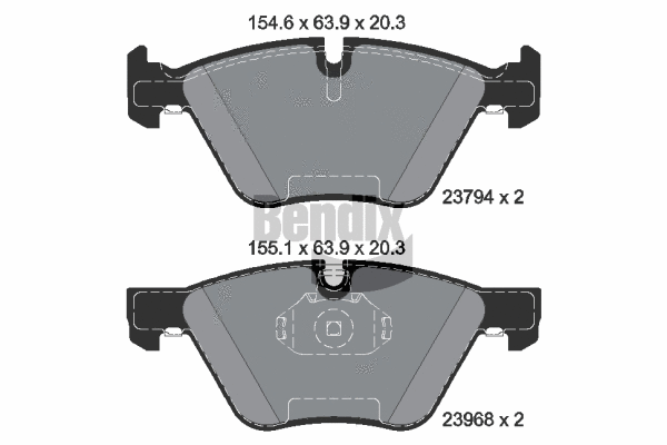 BPD1204 BENDIX Braking Комплект тормозных колодок, дисковый тормоз (фото 1)