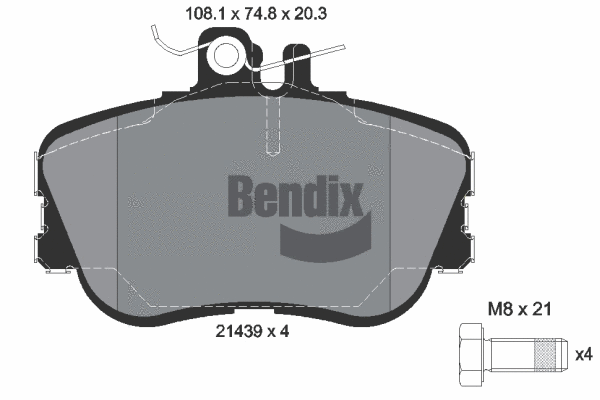BPD1205 BENDIX Braking Комплект тормозных колодок, дисковый тормоз (фото 1)