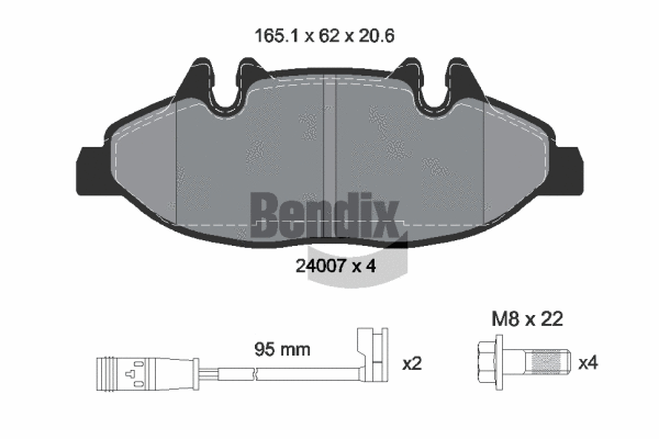 BPD1207 BENDIX Braking Комплект тормозных колодок, дисковый тормоз (фото 1)