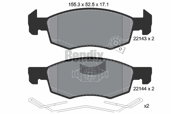 BPD1209 BENDIX Braking Комплект тормозных колодок, дисковый тормоз (фото 1)