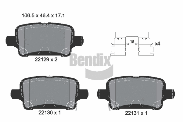 BPD1212 BENDIX Braking Комплект тормозных колодок, дисковый тормоз (фото 1)