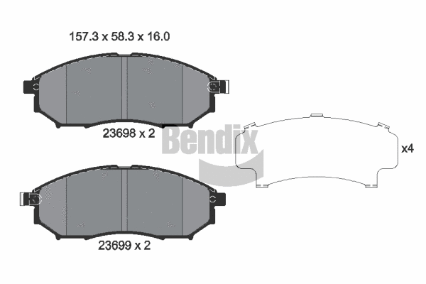 BPD1215 BENDIX Braking Комплект тормозных колодок, дисковый тормоз (фото 1)