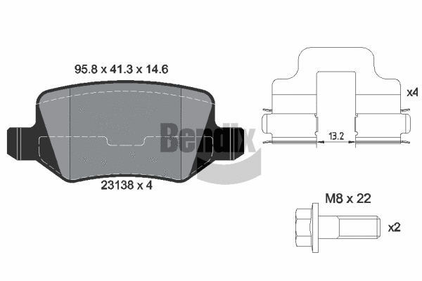 BPD1219 BENDIX Braking Комплект тормозных колодок, дисковый тормоз (фото 1)