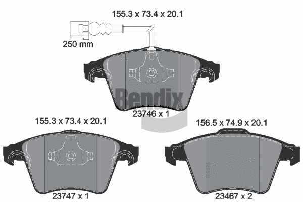 BPD1224 BENDIX Braking Комплект тормозных колодок, дисковый тормоз (фото 1)