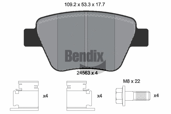 BPD1225 BENDIX Braking Комплект тормозных колодок, дисковый тормоз (фото 1)