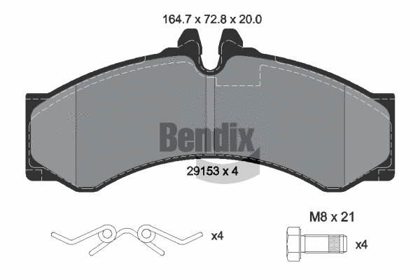 BPD1228 BENDIX Braking Комплект тормозных колодок, дисковый тормоз (фото 1)