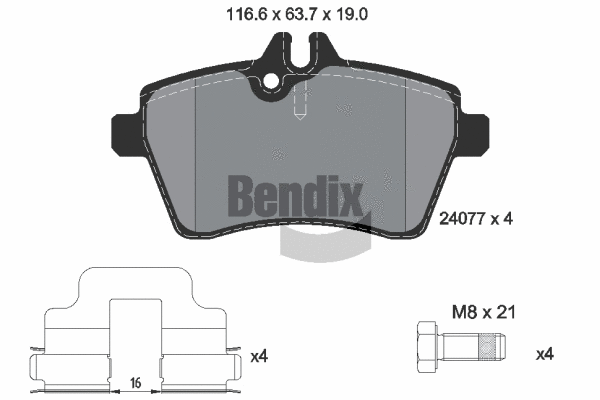 BPD1230 BENDIX Braking Комплект тормозных колодок, дисковый тормоз (фото 1)