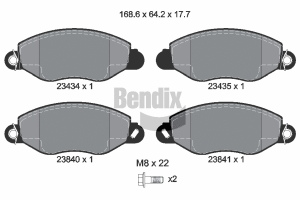 BPD1231 BENDIX Braking Комплект тормозных колодок, дисковый тормоз (фото 1)