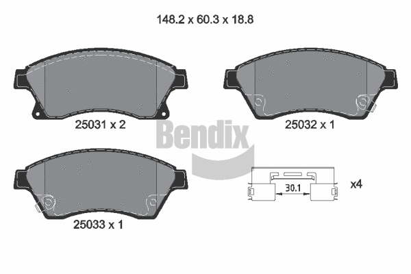 BPD1239 BENDIX Braking Комплект тормозных колодок, дисковый тормоз (фото 1)