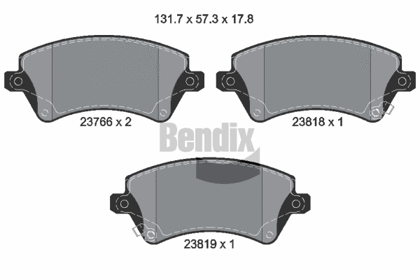 BPD1249 BENDIX Braking Комплект тормозных колодок, дисковый тормоз (фото 1)