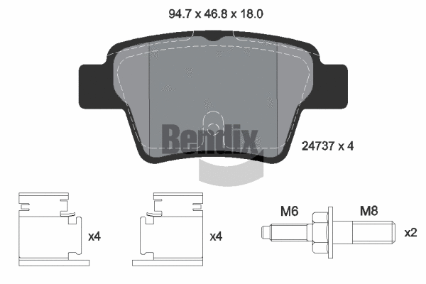 BPD1260 BENDIX Braking Комплект тормозных колодок, дисковый тормоз (фото 1)