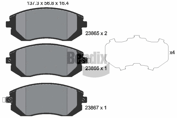 BPD1278 BENDIX Braking Комплект тормозных колодок, дисковый тормоз (фото 1)