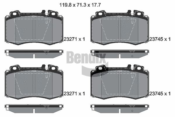 BPD1283 BENDIX Braking Комплект тормозных колодок, дисковый тормоз (фото 1)