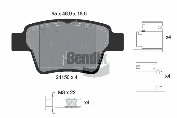 BPD1289 BENDIX Braking Комплект тормозных колодок, дисковый тормоз (фото 1)