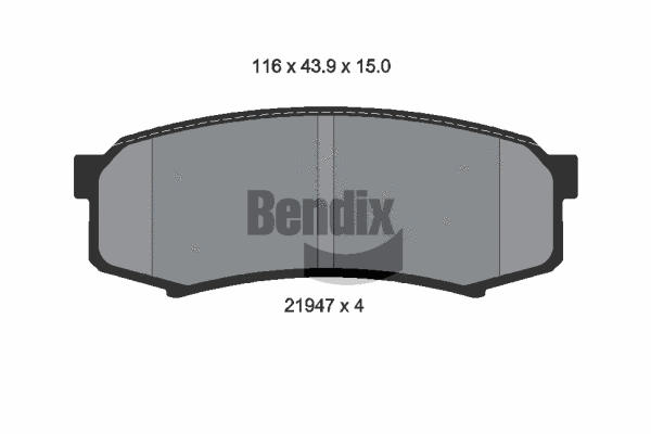 BPD1294 BENDIX Braking Комплект тормозных колодок, дисковый тормоз (фото 1)