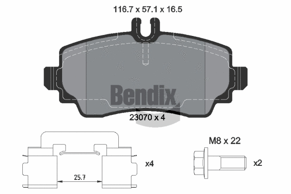 BPD1300 BENDIX Braking Комплект тормозных колодок, дисковый тормоз (фото 1)