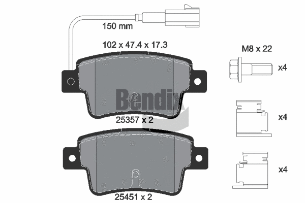 BPD1311 BENDIX Braking Комплект тормозных колодок, дисковый тормоз (фото 1)