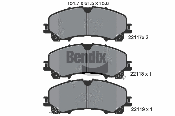 BPD1313 BENDIX Braking Комплект тормозных колодок, дисковый тормоз (фото 1)