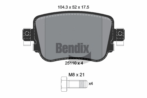 BPD1325 BENDIX Braking Комплект тормозных колодок, дисковый тормоз (фото 1)