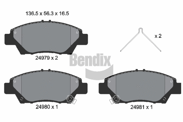 BPD1326 BENDIX Braking Комплект тормозных колодок, дисковый тормоз (фото 1)