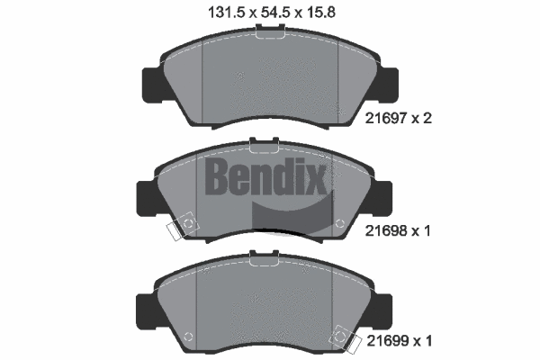 BPD1327 BENDIX Braking Комплект тормозных колодок, дисковый тормоз (фото 1)