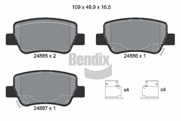 BPD1341 BENDIX Braking Комплект тормозных колодок, дисковый тормоз (фото 1)