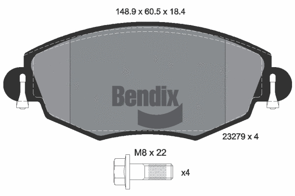 BPD1342 BENDIX Braking Комплект тормозных колодок, дисковый тормоз (фото 1)
