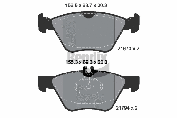 BPD1356 BENDIX Braking Комплект тормозных колодок, дисковый тормоз (фото 1)