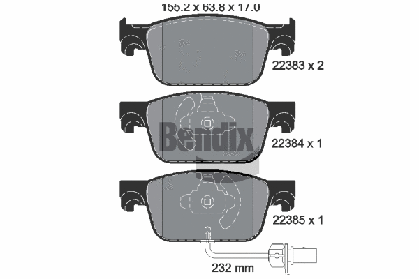 BPD1359 BENDIX Braking Комплект тормозных колодок, дисковый тормоз (фото 1)