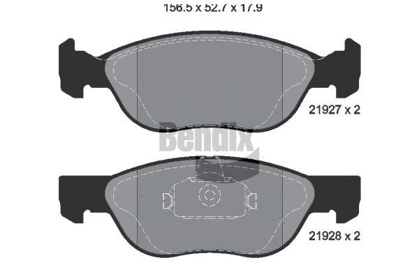 BPD1362 BENDIX Braking Комплект тормозных колодок, дисковый тормоз (фото 1)