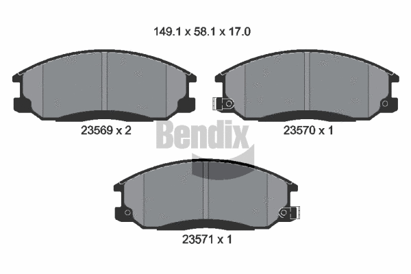 BPD1367 BENDIX Braking Комплект тормозных колодок, дисковый тормоз (фото 1)