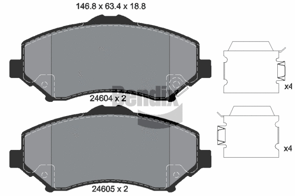 BPD1383 BENDIX Braking Комплект тормозных колодок, дисковый тормоз (фото 1)
