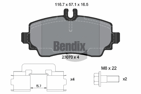 BPD1385 BENDIX Braking Комплект тормозных колодок, дисковый тормоз (фото 1)