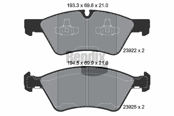 BPD1387 BENDIX Braking Комплект тормозных колодок, дисковый тормоз (фото 1)