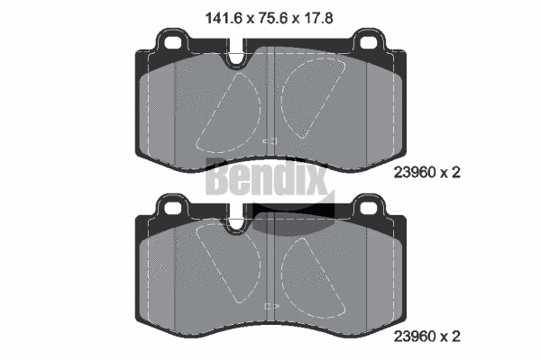 BPD1390 BENDIX Braking Комплект тормозных колодок, дисковый тормоз (фото 1)
