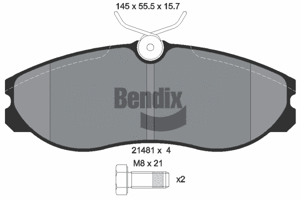 BPD1396 BENDIX Braking Комплект тормозных колодок, дисковый тормоз (фото 1)