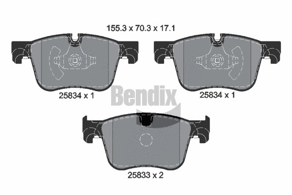 BPD1399 BENDIX Braking Комплект тормозных колодок, дисковый тормоз (фото 1)