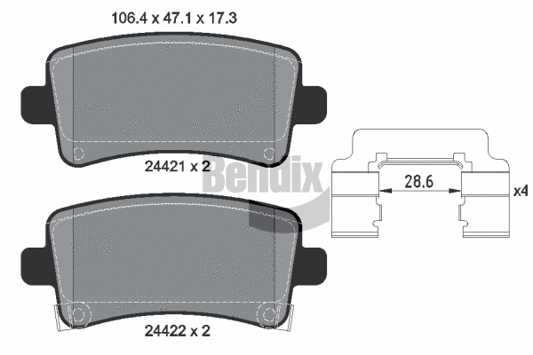 BPD1439 BENDIX Braking Комплект тормозных колодок, дисковый тормоз (фото 1)