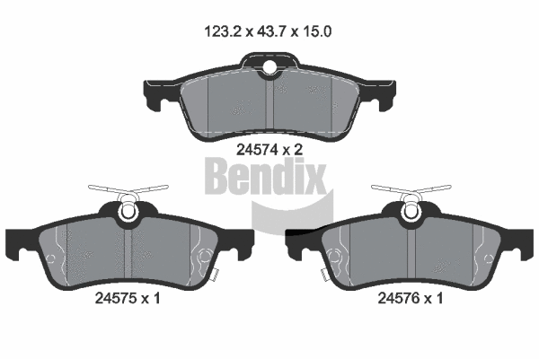 BPD1440 BENDIX Braking Комплект тормозных колодок, дисковый тормоз (фото 1)