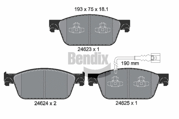 BPD1450 BENDIX Braking Комплект тормозных колодок, дисковый тормоз (фото 1)