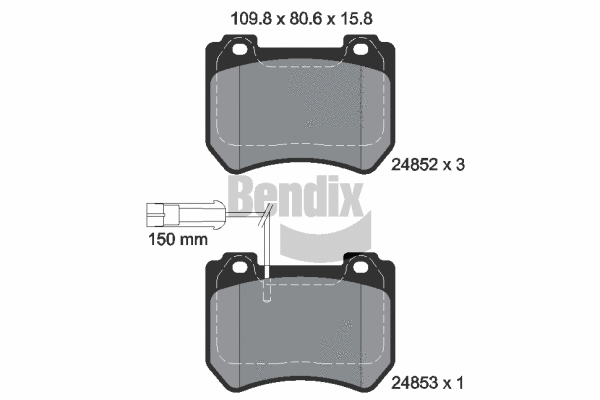 BPD1461 BENDIX Braking Комплект тормозных колодок, дисковый тормоз (фото 1)