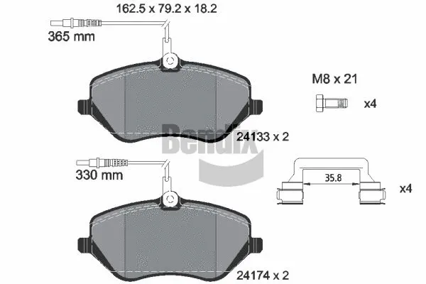 BPD1471 BENDIX Braking Комплект тормозных колодок, дисковый тормоз (фото 1)