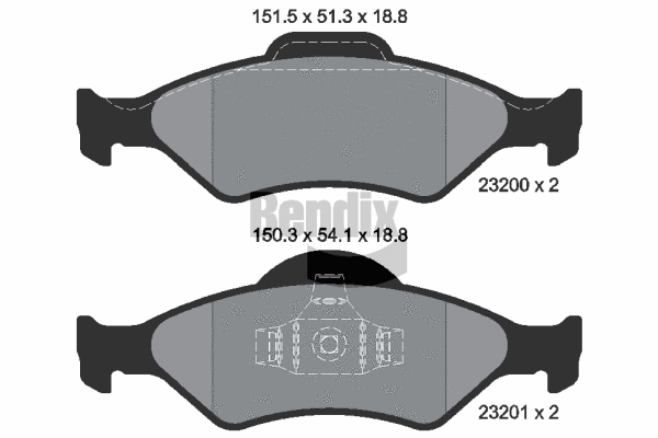 BPD1481 BENDIX Braking Комплект тормозных колодок, дисковый тормоз (фото 1)